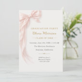 Graduation Party Pink Bow Photo  招待状 (スタンド正面)