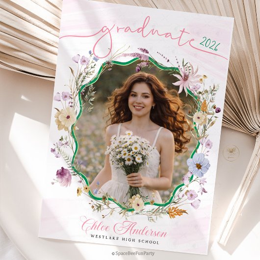 Graduation party QR Code Wildflower   招待状