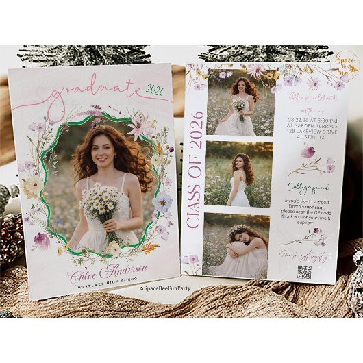 Graduation party QR Code Wildflower   Invitation 招待状