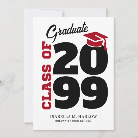 Graduation Party Red Black 招待状 (正面)