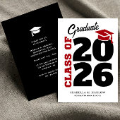 Graduation Party Red Black 招待状