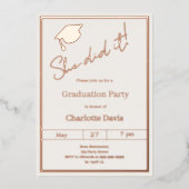 Graduation party rose gold luxury She did it 箔招待状 (正面)