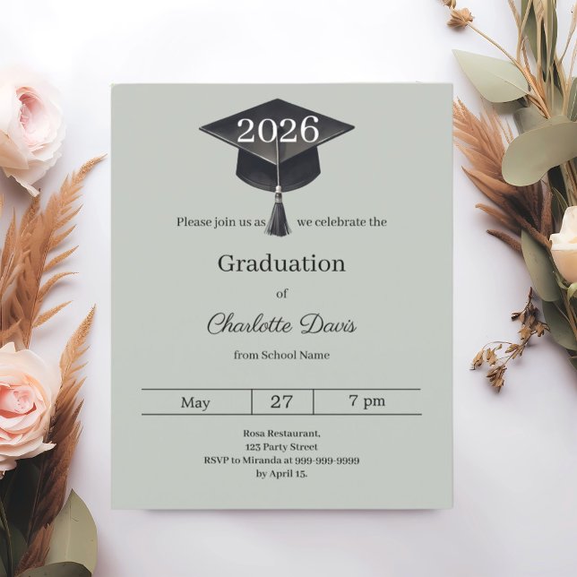 Graduation party sage green class 2026 invitation (クリエイターアップロード済み)