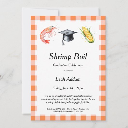 Graduation Party Shrimp Boil Invitation 招待状 (正面)