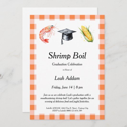Graduation Party Shrimp Boil Invitation 招待状 (正面/裏面)