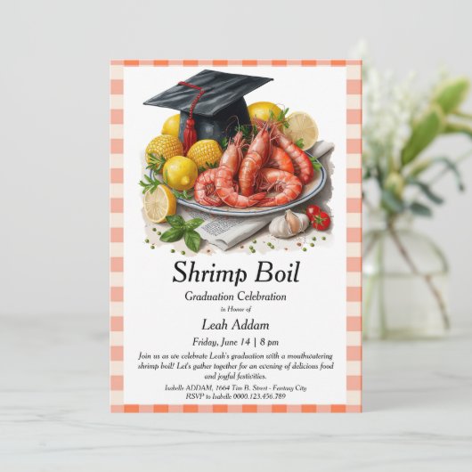 Graduation Party Shrimp Boil Invitation 招待状 (スタンド正面)