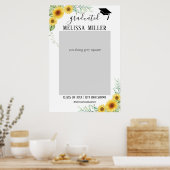 Graduation Party Sunflowers Photo Booth Frame ポスター (キッチン)