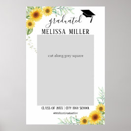 Graduation Party Sunflowers Photo Booth Frame ポスター