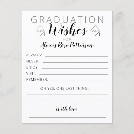 Graduation Party Wishes Card Wisdom Guests (正面)