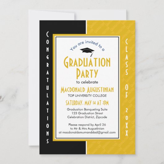 GRADUATION Personalized Yellow SCIENCE Graduate 招待状 (正面)