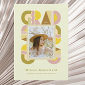 Graduation photo announcement card 2026 retro 案内状