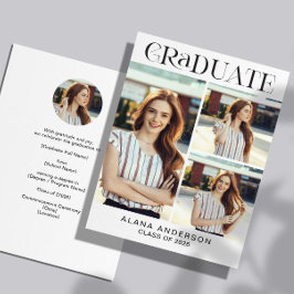 Graduation Photo Announcement Modern Collage 案内状