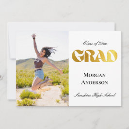 Graduation Photo Black and Gold Announcement  招待状