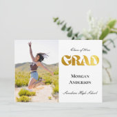 Graduation Photo Black and Gold Announcement  招待状 (スタンド正面)