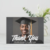 Graduation Photo Bold Script Overlay Graduate サンキューカード (スタンド正面)