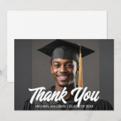 Graduation Photo Bold Script Overlay Graduate サンキューカード (正面/裏面)
