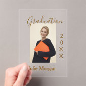 Graduation photo brown golden year 20XX namesimple アクリル招待状 (インサイチュ (ポータブル))