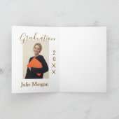 Graduation photo brown golden year 20XX namesimple カード (内部)