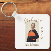 Graduation photo brown golden year 20XX namesimple キーホルダー (正面)