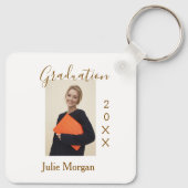 Graduation photo brown golden year 20XX namesimple キーホルダー (裏面)