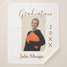 Graduation photo brown golden year 20XX namesimple シェルパブランケット