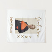 Graduation photo brown golden year 20XX namesimple タペストリー (正面(横))