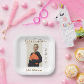 Graduation photo brown golden year 20XX namesimple ペーパープレート (パーティー)