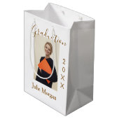 Graduation photo brown golden year 20XX namesimple ミディアムペーパーバッグ (裏面アングル)