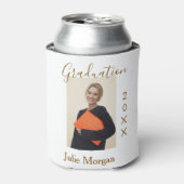 Graduation photo brown golden year 20XX namesimple 缶クーラー (缶正面)