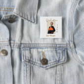 Graduation photo brown golden year 20XX namesimple 缶バッジ (インサイチュ)