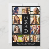 Graduation Photo Collage Black 案内状 (正面)