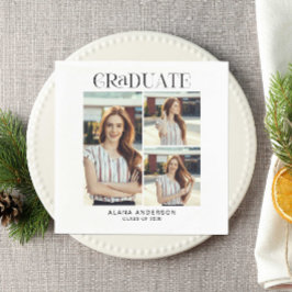 Graduation Photo Collage Modern Elegant スタンダードカクテルナプキン