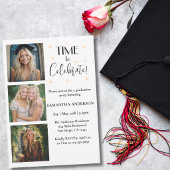 Graduation Photo Collage Vintage Boho Trendy  招待状