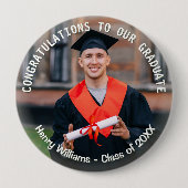 Graduation Photo Custom Text Graduate Keepsake 缶バッジ (正面)
