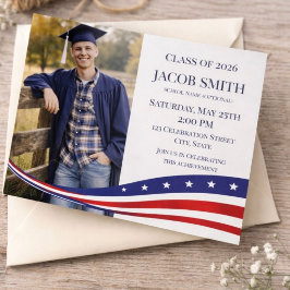  Graduation Photo Invitation Template Patriotic 招待状