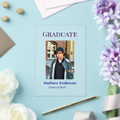 Graduation photo name class of 20XX blue simple bo アクリル招待状 (インサイチュ (ウェディング))