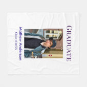 Graduation photo name class of 20XX blue simple bo フリースブランケット (正面(横))