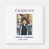 Graduation photo name class of 20XX blue simple bo マグネット (正面)