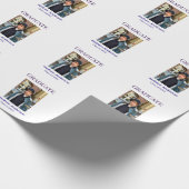 Graduation photo name class of 20XX blue simple bo ラッピングペーパー (角)