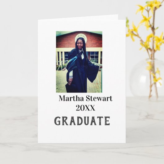 Graduation photo name year class university simple カード (黄色い花)