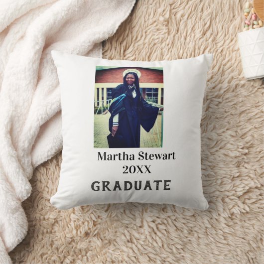 Graduation photo name year class university simple クッション (ブランケット)