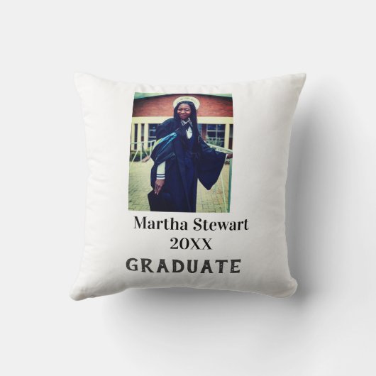 Graduation photo name year class university simple クッション (裏面)