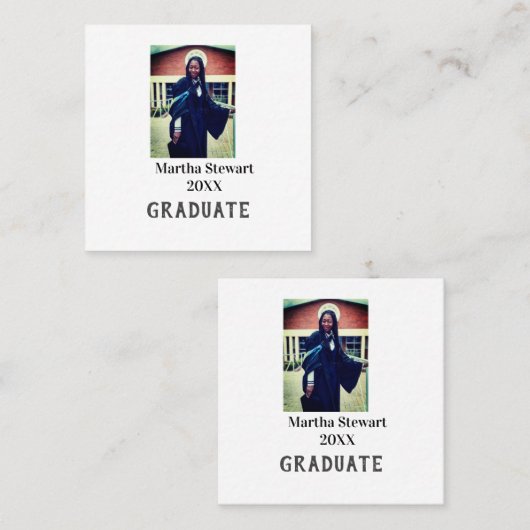 Graduation photo name year class university simple スクエア名刺 (正面/裏面)