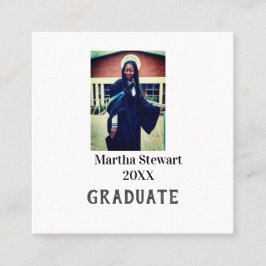 Graduation photo name year class university simple スクエア名刺