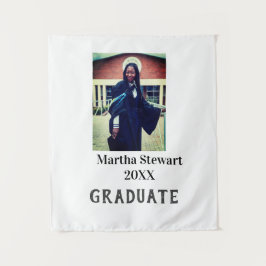 Graduation photo name year class university simple タペストリー