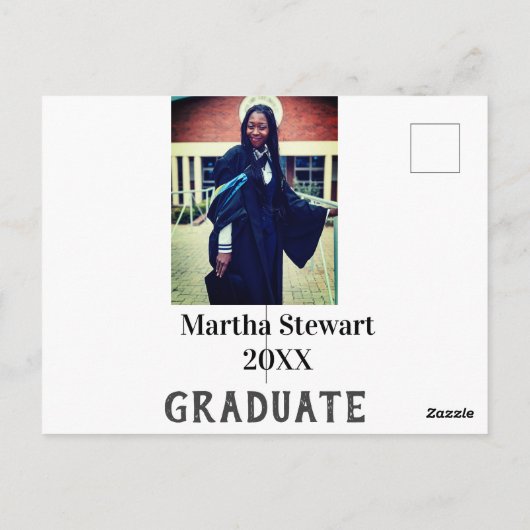 Graduation photo name year class university simple ポストカード (裏面)