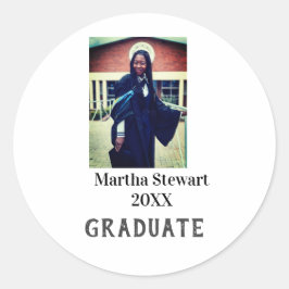 Graduation photo name year class university simple ラウンドシール