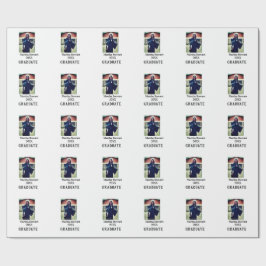 Graduation photo name year class university simple ラッピングペーパー