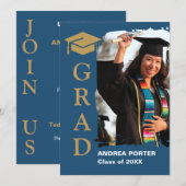 Graduation Photo Party Invitation Announcement 招待状 (正面/裏面)