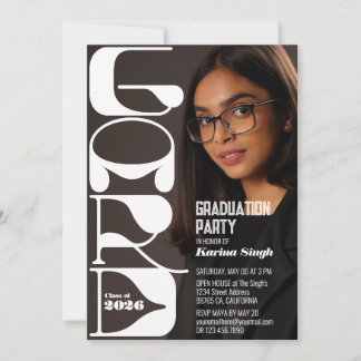 Graduation Photo Party Invitation – Modern Chic 招待状